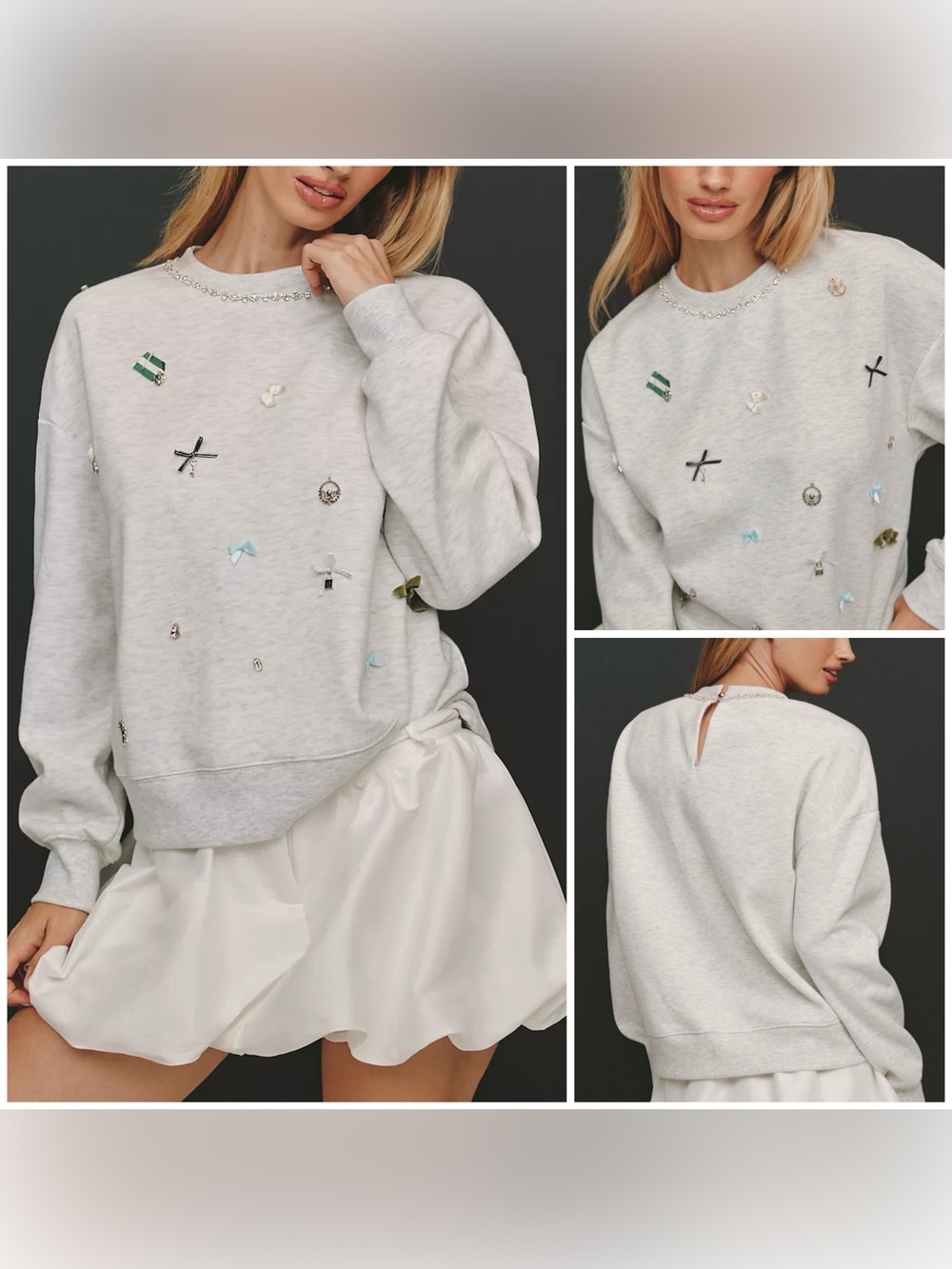 NWOT Anthropologie Maeve Icon Crewneck - grey - small *IR*